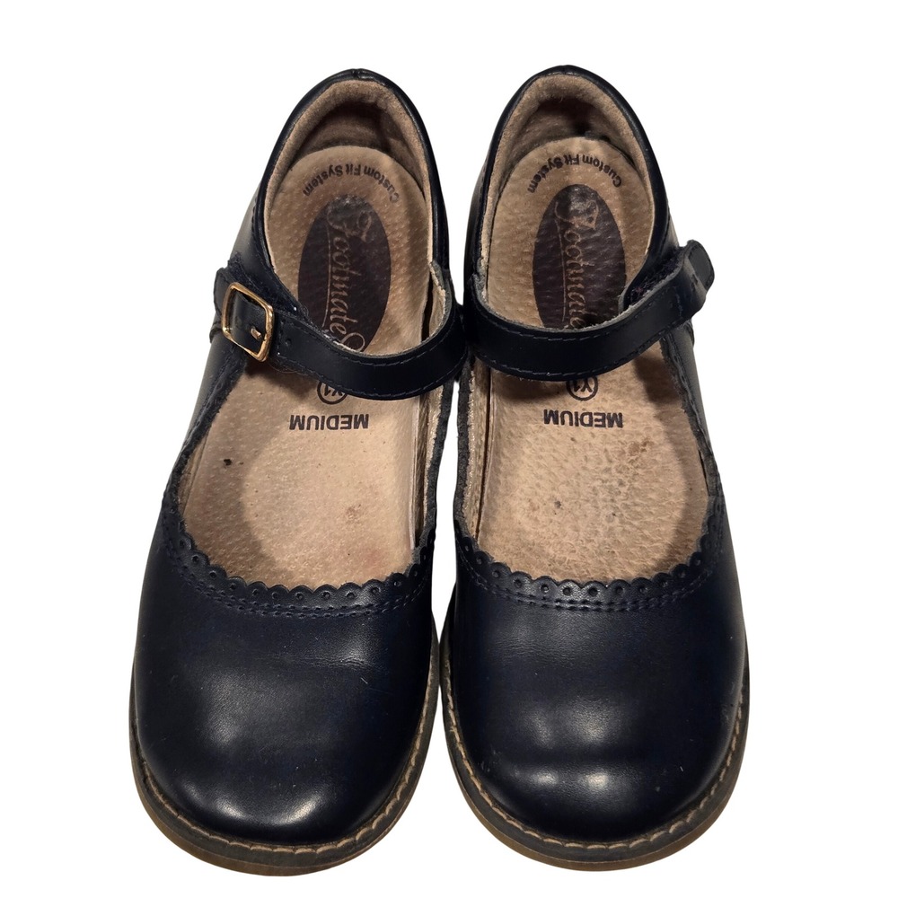 FOOTMATES Navy Blue Leather Mary Jane Shoes‎ Kids Size 1Y Medium Buckle Strap